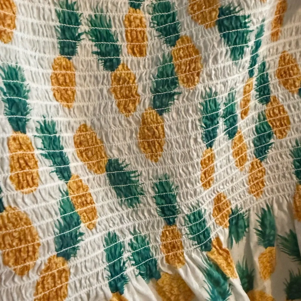 J.Crew Pineapple Print Smocked Peplum Tank Top‎ XL